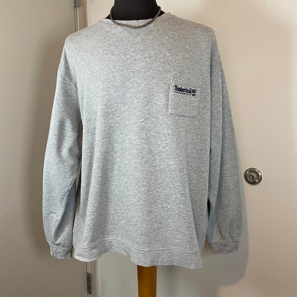 Vtg Timberland Performance XL Gray Distressed Grunge Sweatshirt